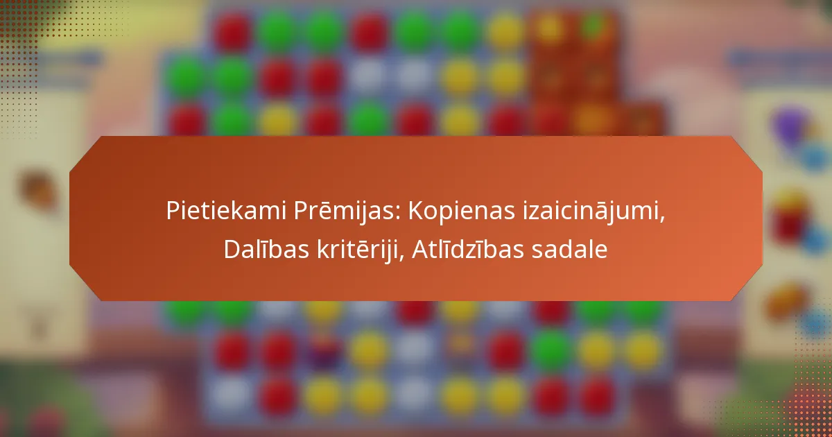 Pietiekami Prēmijas: Kopienas izaicinājumi, Dalības kritēriji, Atlīdzības sadale