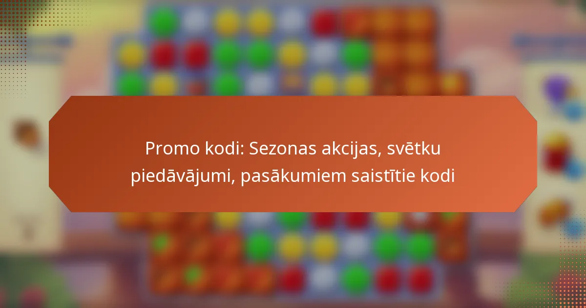 Promo kodi: Sezonas akcijas, svētku piedāvājumi, pasākumiem saistītie kodi