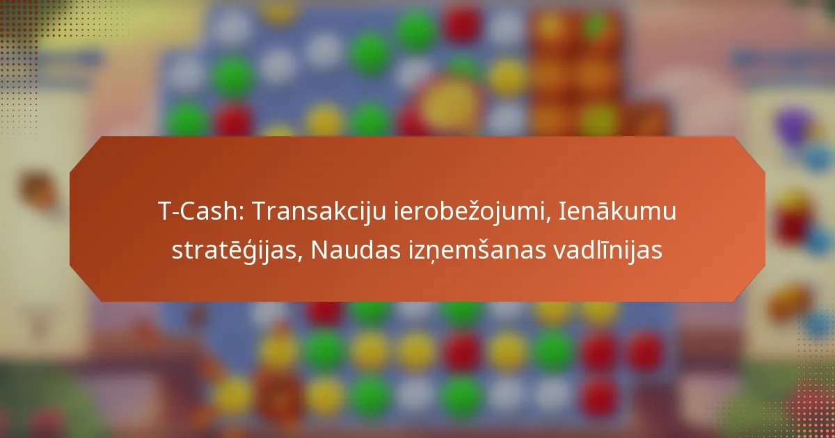 T-Cash: Transakciju ierobežojumi, Ienākumu stratēģijas, Naudas izņemšanas vadlīnijas
