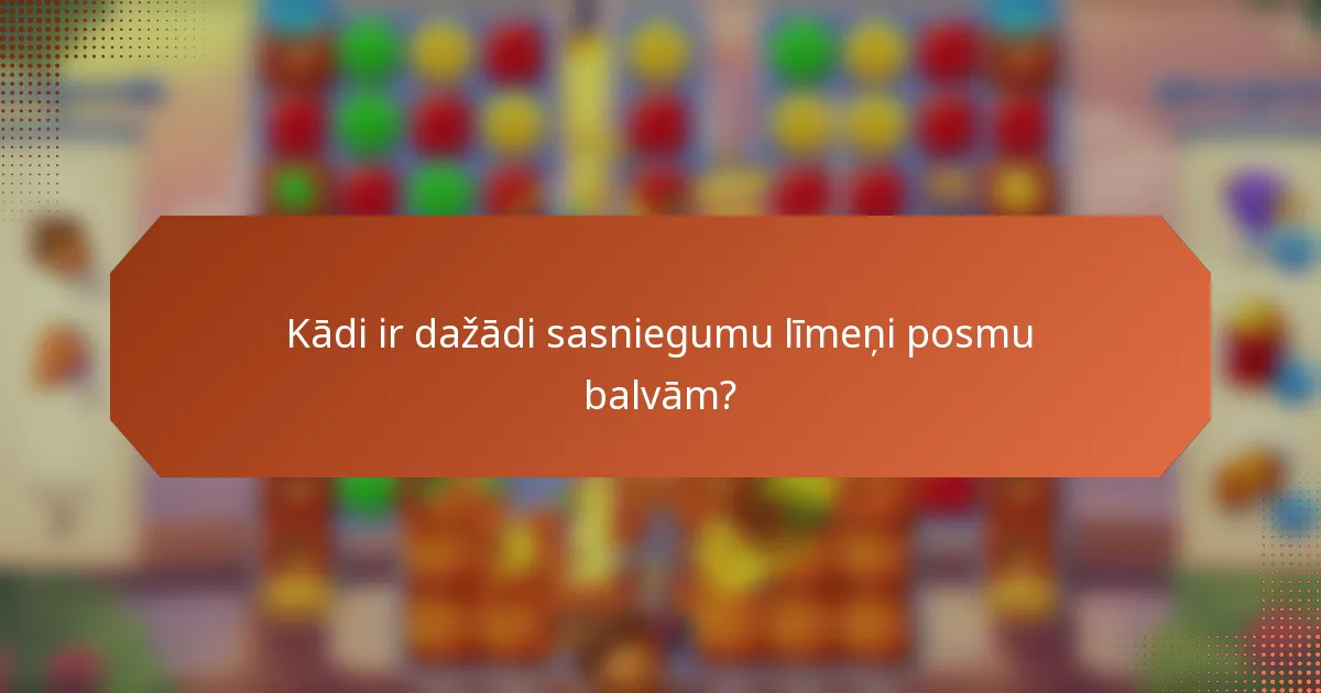 Kādi ir dažādi sasniegumu līmeņi posmu balvām?